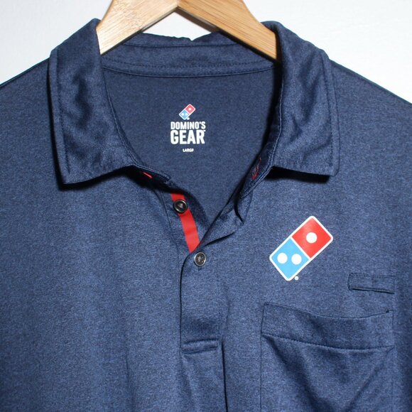 Dominos Pizza Employee Polo Mens Large Blue Gray Delivery Uniform Top - Picture 4 of 7